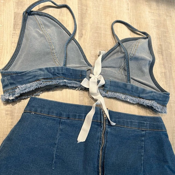 2pc Denim Bralette and Short Set - Picture 5 of 6